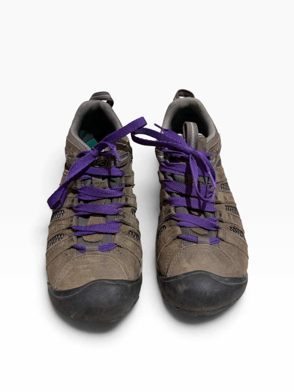 Keen Women’s 8 Voyageur Hiking Trail Shoes Gray Vented Leather 5258-CHSB